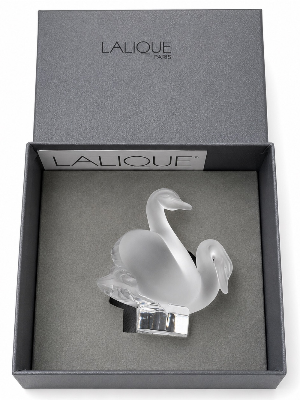 Lalique Crystal Swan Pair in Frosted Glass
